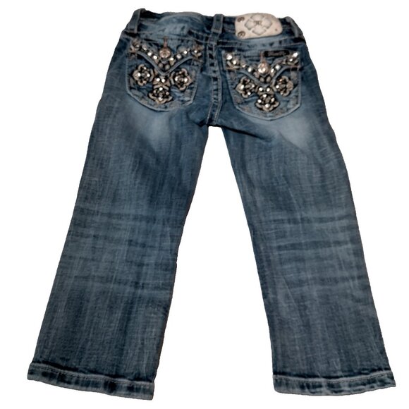 Miss Me Other - Miss Me Jeans Girls Size 7 Studded Rhinestones Whiskered KE8393C Crop Pants